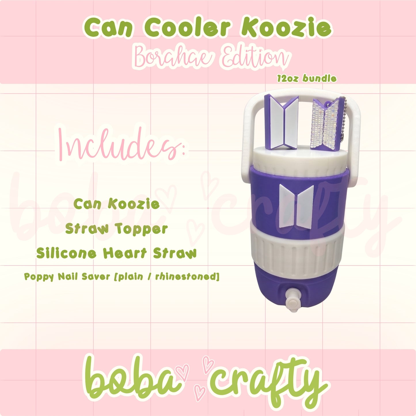The Borahae Edition Can Cooler Koozie Bundle (12oz)